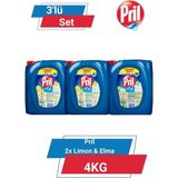 Pril Elde Yıkama Bulaşık Deterjanı 4kg 3'lü Set Limon & Elma Kokusuyla Güçlü Temizlik - 4 lt