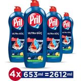Pril Elde Yıkama Bulaşık Deterjanı Limon Kokulu 653 ml x 4 Adet Zorlu Yağları Kolayca Temizler