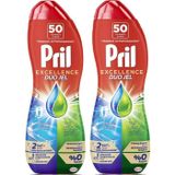 Pril Excellence Duo Jel Bulaşık Makinesi Deterjanı 900Ml (50 Yıkama) Yağ Çözücü 2 Adet