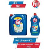 Pril Limon 4 kg ve Pril Power 5 Artı Etki Limon 1350gr 2'li Set Limon Kokusuyla Etkili Temizlik - 6,7 lt