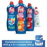 Pril Limon 653ml + Pril Türkiye Serisi 653ml x 2 Adet (Portakal + Elma Kokulu) + Pril Losyon Aloe Vera 750ml Sıvı Bulaşık Deterjanı
