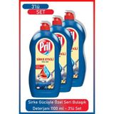 Pril Sirke Gücüyle 1100 ml Bulaşık Deterjanı 3’lü Özel Seri Parlak ve Hijyenik Sonuç - 1,1 lt