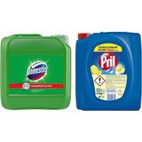 Pril Sıvı Bulaşık Deterjanı 3'lü Güç Limon 4 kg + Domestos Dağ Esintisi 3.5 kg Çamaşır Suyu