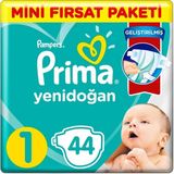 Prima 1 Beden Yenidoğan Bantlı Bebek Bezi 10 - 15 kg 44 Adet Ekstra Yumuşak