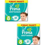 Prima 17+ kg 8 Numara 31 x 2 = 62'li Bebek Bezi Paketi