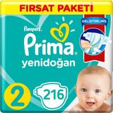 Prima 2 Beden Yenidoğan Bebek Bezi Fırsat Paketi 3 x 72 216 Adet