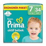 Prima Aktif Bebek, Bebek Bezi 7 Numara, 48 Adet 34ADET