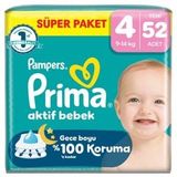 Prima Aktif Bebek Bezi Süper Paket 4 Numara 52 Adet