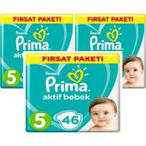 Prima Aktif Bebek Junior 5 Beden 46 x 3 138'li Bebek Bezi - Junior 5 Numara 12 - 25 kg 44'lü