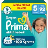 Prima Aktif Bebek Mega Fırsat Paketi 5 Beden 92 Adet - Çok Renkli