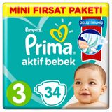 Prima Aktif Bebek No:3 Midi 34 Adet Bebek Bezi