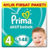 Prima Aktif Bebek No:4 Maxi 148 Adet Bebek Bezi