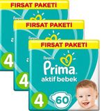 Prima Aktif Bebek No:4 Maxi 180 Adet Bebek Bezi