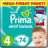 Prima Aktif Bebek No:4 Maxi 74 Adet Bebek Bezi