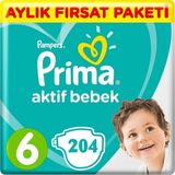 Prima Aktif Bebek No:6 XLarge 204 Adet Bebek Bezi