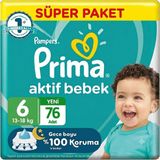 Prima Aktif Bebek No:6 XLarge 76 Adet Bebek Bezi