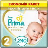 Prima Bebek Bezi 2 Beden 4-8 Kg Bantlı 240 Adet Yenidoğan İçin Ekonomik Paket