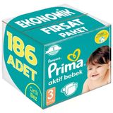 Prima Bebek Bezi 3 Beden 6-10 Kg Midi 186 Adet Ekonomik Fırsat Pk