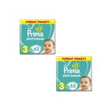 Prima Bebek Bezi 3 Beden-numara Midi 6-10 Kg 62 Li 2 Paket 124 Adet