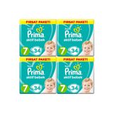 Prima Bebek Bezi 7 Beden-numara 15+ kg 34 Lü 4 Paket 136 Adet