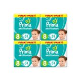 Prima Bebek Bezi 8 Beden-numara 17+ kg 31 Li 4 Paket 124 Adet