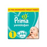 Prima Bebek Bezi Beden:1 (2-5kg) Yeni Doğan 384 Adet Ultra Ekonomik Fırsat Pk