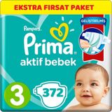 Prima Bebek Bezi Beden:3 (6-10Kg) Midi 372 Adet Ekstra Fırsat Pk