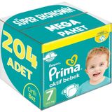 Prima Bebek Bezi Beden:7 (15+Kg) XX Large 204 Adet Süper Ekonomik Mega Pk