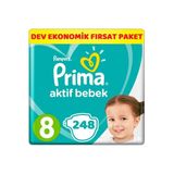 Prima Bebek Bezi Beden:8 (17+Kg) Xxx Large 248 Adet Dev Ekonomik Fırsat Pk