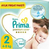 Prima Bebek Bezi Premium Care 2 Beden 180 Adet Aylık Fırsat Paketi - 1: Yenidoğan İkiz Paket / 4 Adet