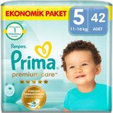 Prima Bebek Bezi Premium Care 5 Numara 11-16 kg 42 Adet Ekonomik Paket Yumuşak Konfor - Standart