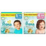 Prima Bebek Bezi Premium Care 5 Numara 74 Adet Ultra Fırsat Paketi ve Prima Bebek Bezi Premium Care 4 Numara 84 Adet Ultra Fırsat Paketi