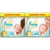 Prima Bebek Bezi Premium Care Yenidoğan 1 Beden 70 Adet + 2 Beden 60 Adet 2'li