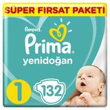 Prima Bebek Bezi Yeni Bebek 1 Beden Yenidoğan Süper Fırsat Paketi 132 Adet