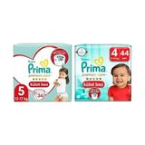 Prima Külot Bebek Bezi Premium Care 5 Beden 34 Adet Junior İkiz Paket & Prima Bebek Bezi Premium Care Külot Bez 4 Numara 44 Adet İkiz Paket