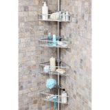 Prima Nova 3 Raflı Paslanmaz Alüminyum Banyo Köşe Rafı (E)- Metalik (Montaj Gerektirmez.)