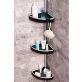 Prima Nova 3 Raflı Venta Paslanmaz Alüminyum Banyo Köşe Rafı - Siyah (Montaj Gerektirmez.)