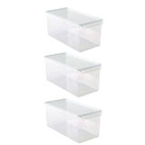 Prima Nova 3'lü Kapaklı Buzdolabı Düzenleyici Dolap İçi Organizer Saklama Kabı Seti 165*355*160 MM - Şeffaf