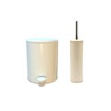 Prima Nova Cigo 2'li Banyo Seti Banyo 6 Litre Çelik Çöp Kovası + Tuvalet Fırçası - Bej