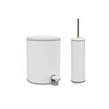 Prima Nova Cigo 2'li Banyo Seti Banyo 6 Litre Çelik Çöp Kovası + Tuvalet Fırçası - Beyaz