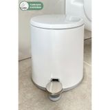 Prima Nova Cigo 6 LT Yumuşak Kapanan Pedallı Banyo Mutfak Ofis Çelik Çöp Kovası - Beyaz & İç Kısım Gri