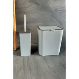 Prima Nova Flip 2'li Banyo Seti Çöp kovası Tuvalet fırçası - Gri