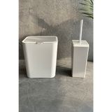Prima Nova Flip 2'li Banyo Seti Çöp kovası Tuvalet Fırçası - Kum Beji