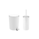 Prima Nova Lenox 2'li Banyo Seti 5 LT Pedallı Banyo Çöp Kovası + Tuvalet Fırçası Set - Beyaz