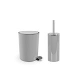 Prima Nova Lenox 2'li Banyo Seti 5 LT Pedallı Banyo Çöp Kovası + Tuvalet Fırçası Set - Gri