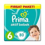 Prima Pampers 6 Beden Bantlı Bebek Bezi 80 Adet (2pk*40) Ekstra Yumuşak Konfor ile Aktif Bebekler İçin
