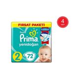Prima Pampers Yenidoğan Fırsat Paketi Bebek Bezi 4-8 KG 2 Beden 4 x 72 Adet 4'lü