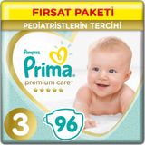 Prima Premium Care 3 Beden Bantlı Bebek Bezi Fırsat Paketi 96 Adet 0 - 3 kg Ekstra Yumuşak