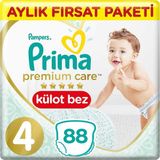Prima Premium Care 4 Beden 44X2 88 Adet Bebek Külot Bezi Ekstra Yumuşak