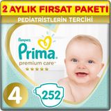 Prima Premium Care Bebek Bezi 4 Beden 252 Adet Bantlı Bez 9 - 14 kg Kilo Aralığı ve Ekstra Yumuşak 2 Aylık Fırsat Paketi